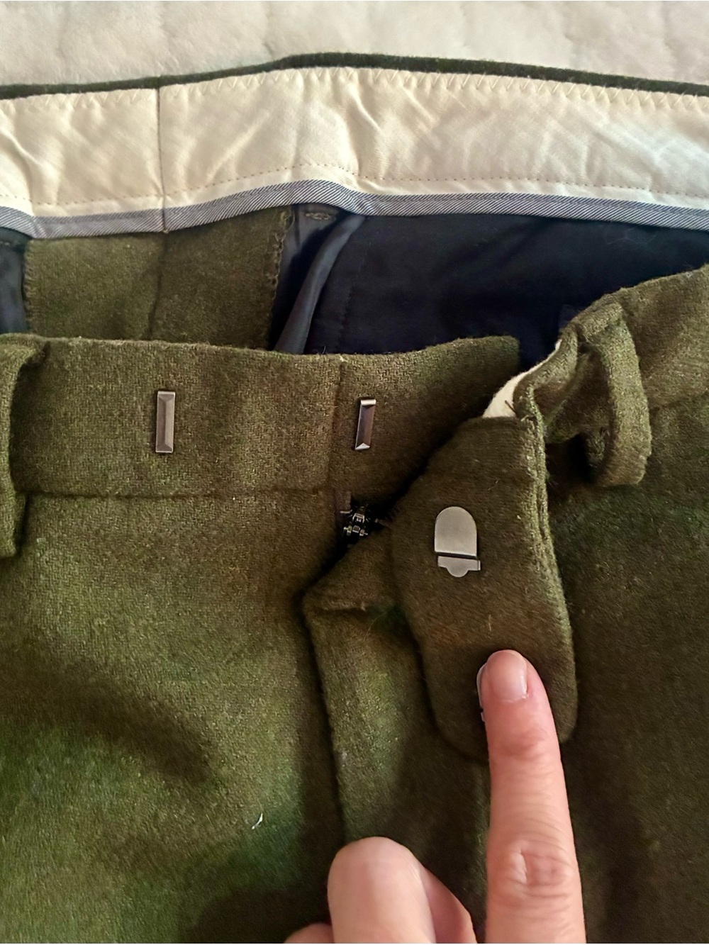 J. Crew Olive Green Wool Pea Coat with Metal Hook Closure